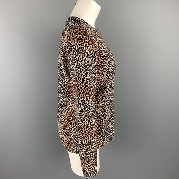 EQUIPMENT Size XS Black & Tan Cheetah Print Wool Pullover - Picture 3 of 5
